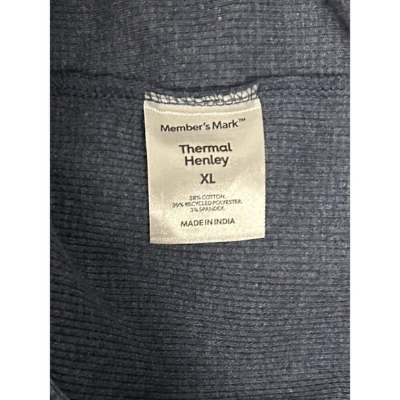 Member's Mark Men's Size XL Regular Fit Long Sleeve Thermal Henley Shirt Blue - Picture 3 of 7